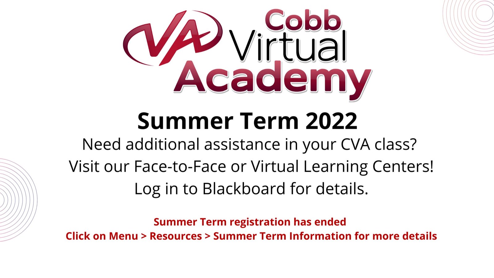Summer Term Registration Closed